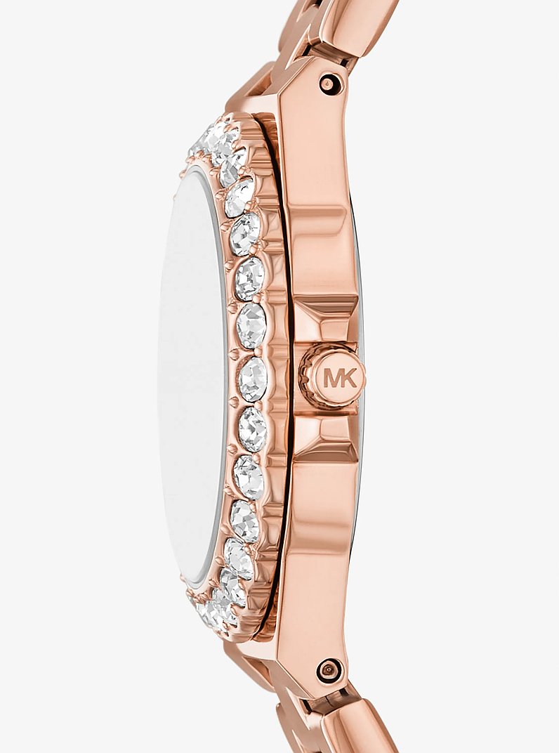 Mini Lennox Pav&eacute; Rose Gold-Tone Watch in ROSE GOLD | Michael Kors