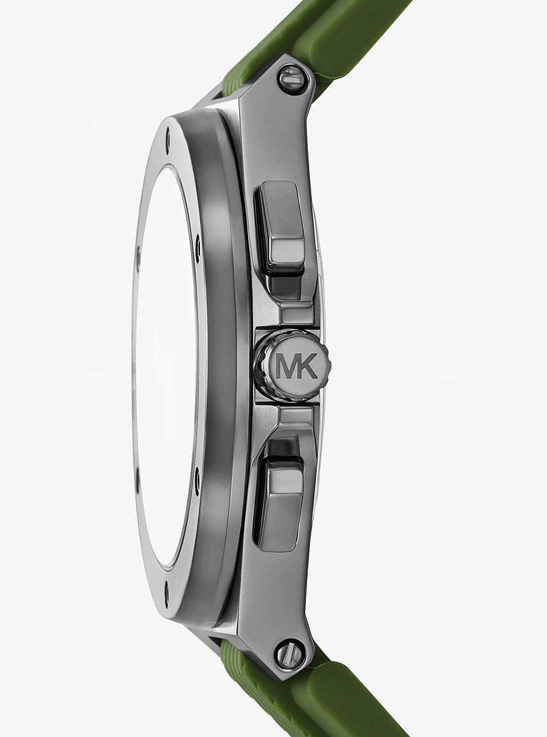 Oversized Lennox Gunmetal-Tone and Silicone Watch in GUNMETAL | Michael Kors