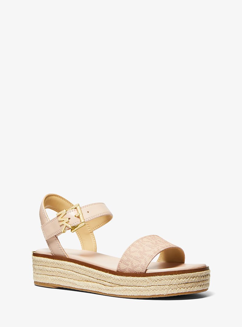 Richie Smooth and Logo Platform Espadrille Sandal in BALLET | Michael Kors