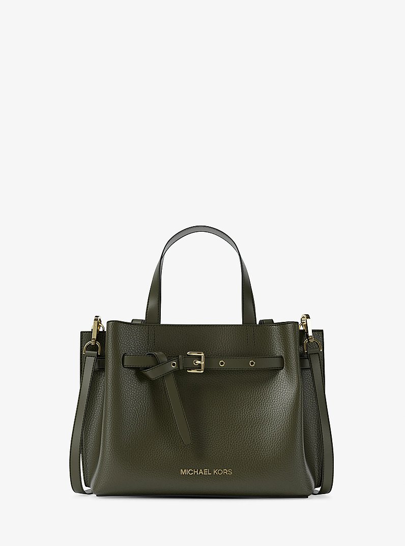 Emilia Small Pebbled Leather Satchel in IVY | Michael Kors