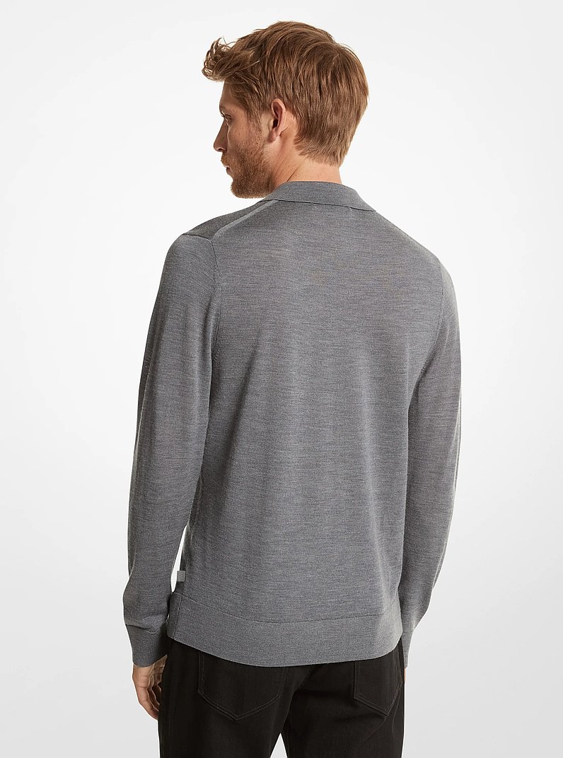Merino Wool Polo Sweater in ASH | Michael Kors