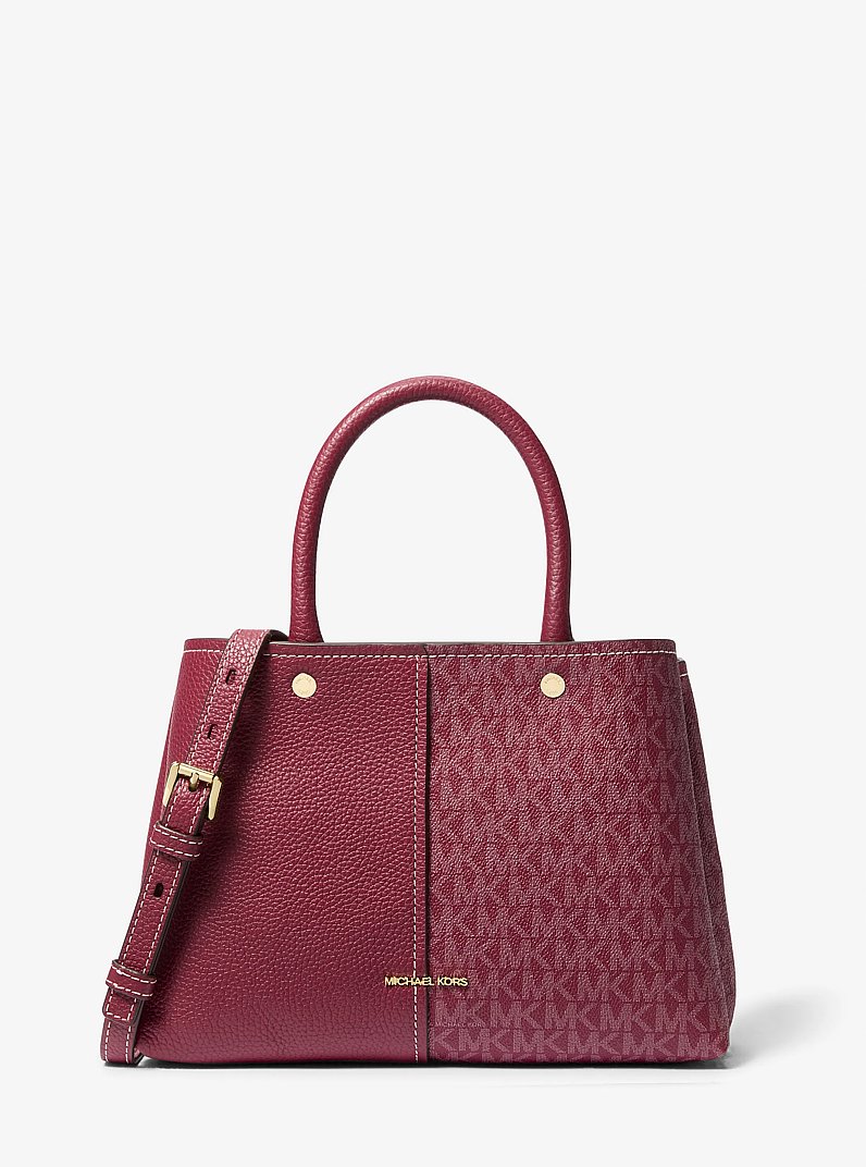 Bolso satchel Flora mediano de piel con logotipo exclusivo in MORA | Michael Kors