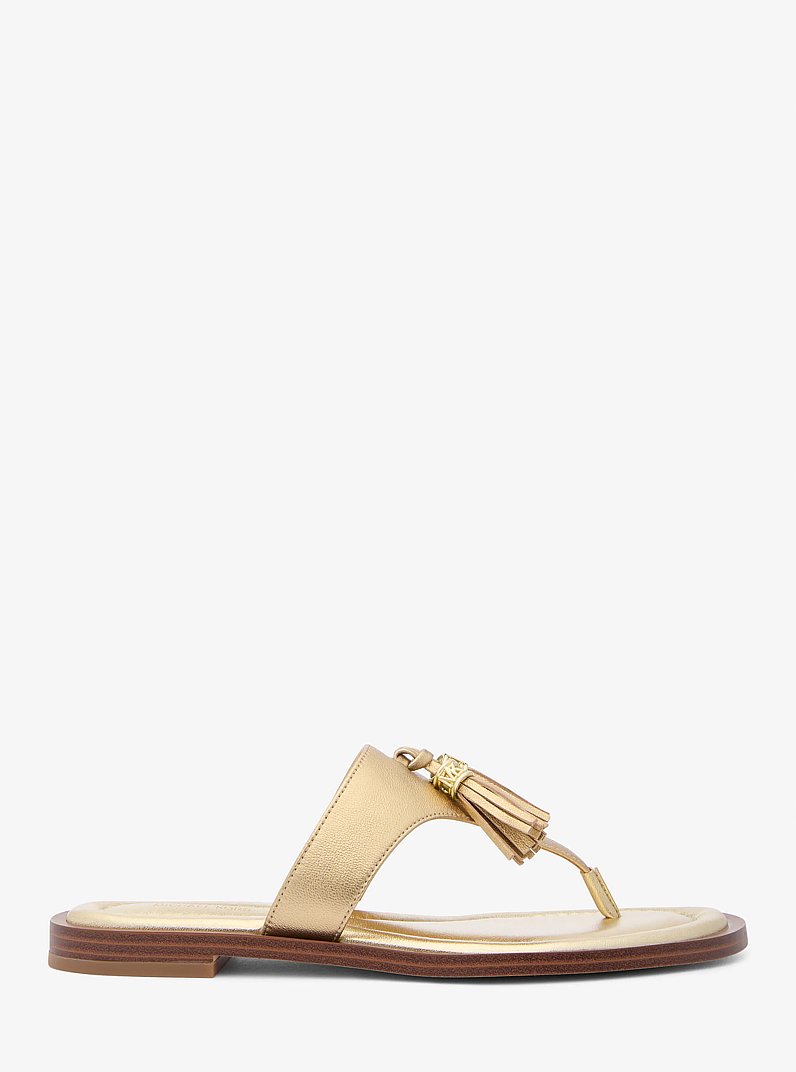 Kiernan Metallic Leather Sandal in PALE GOLD | Michael Kors