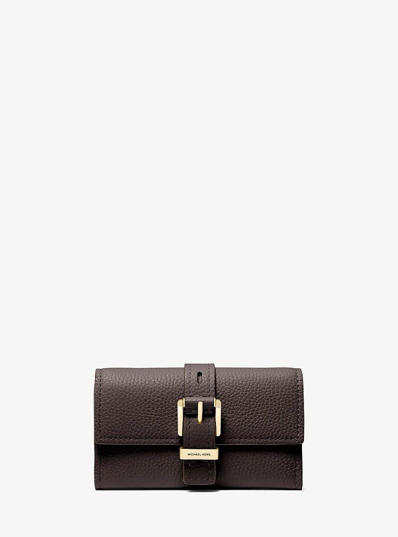 Nolita Medium Pebbled Leather Tri-Fold Wallet in CHOCOLATE | Michael Kors