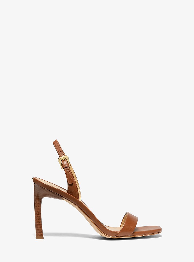 Kasia Leather Sandal in LUGGAGE | Michael Kors