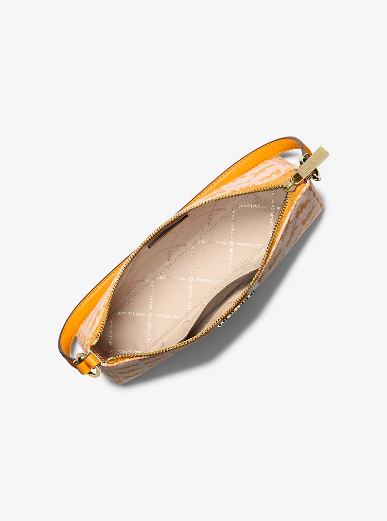 Vincent Medium Logo Jacquard Pochette with Card Case in POP ORANGE | Michael Kors