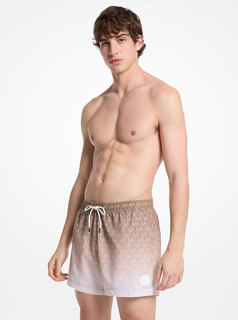 Ombr&eacute; Signature Logo Swim Trunks in HUSK | Michael Kors