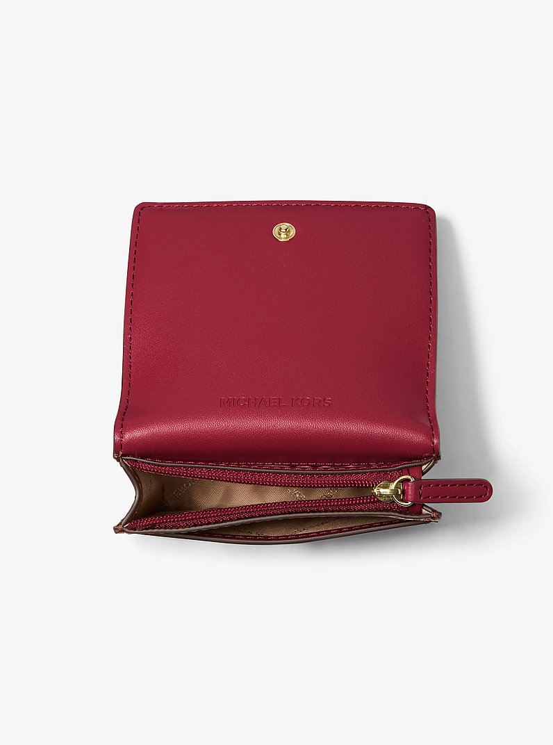 Carson Small Pebbled Leather Wallet in CHERRY | Michael Kors