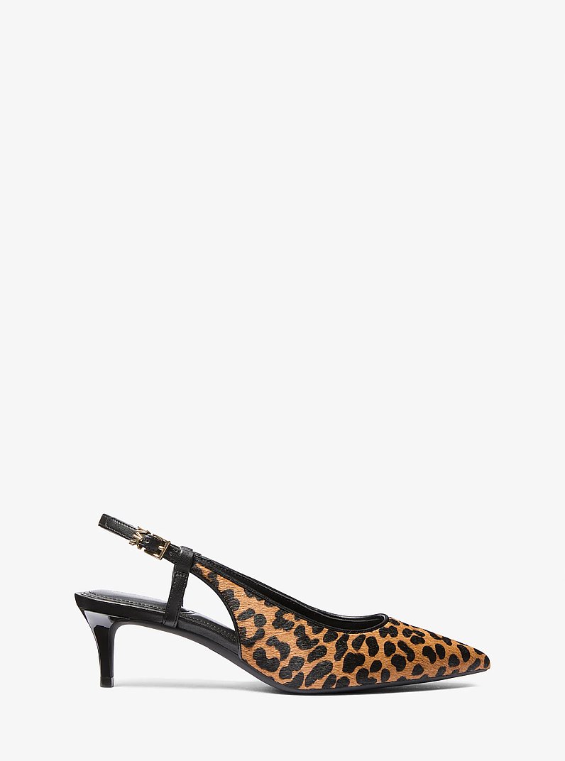 Doreen Leopard Print Calf Hair Slingback Pump in DEER MULTI | Michael Kors