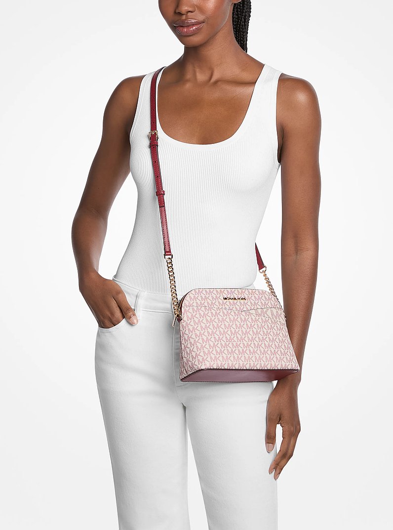 Jet Set Travel Medium Signature Logo Dome Crossbody Bag in CHERRY MULTI | Michael Kors