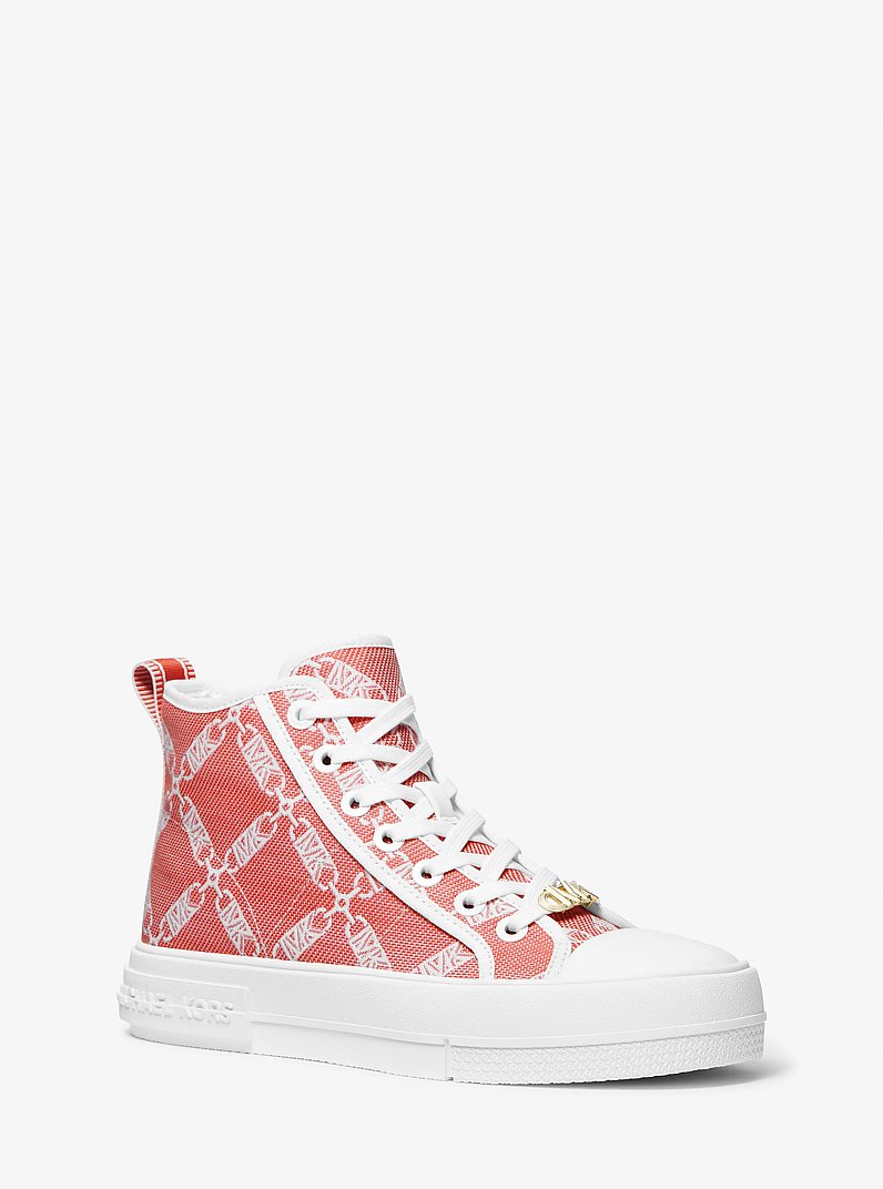 Evy Empire Logo Jacquard High-Top Sneaker in SPICED CORAL | Michael Kors