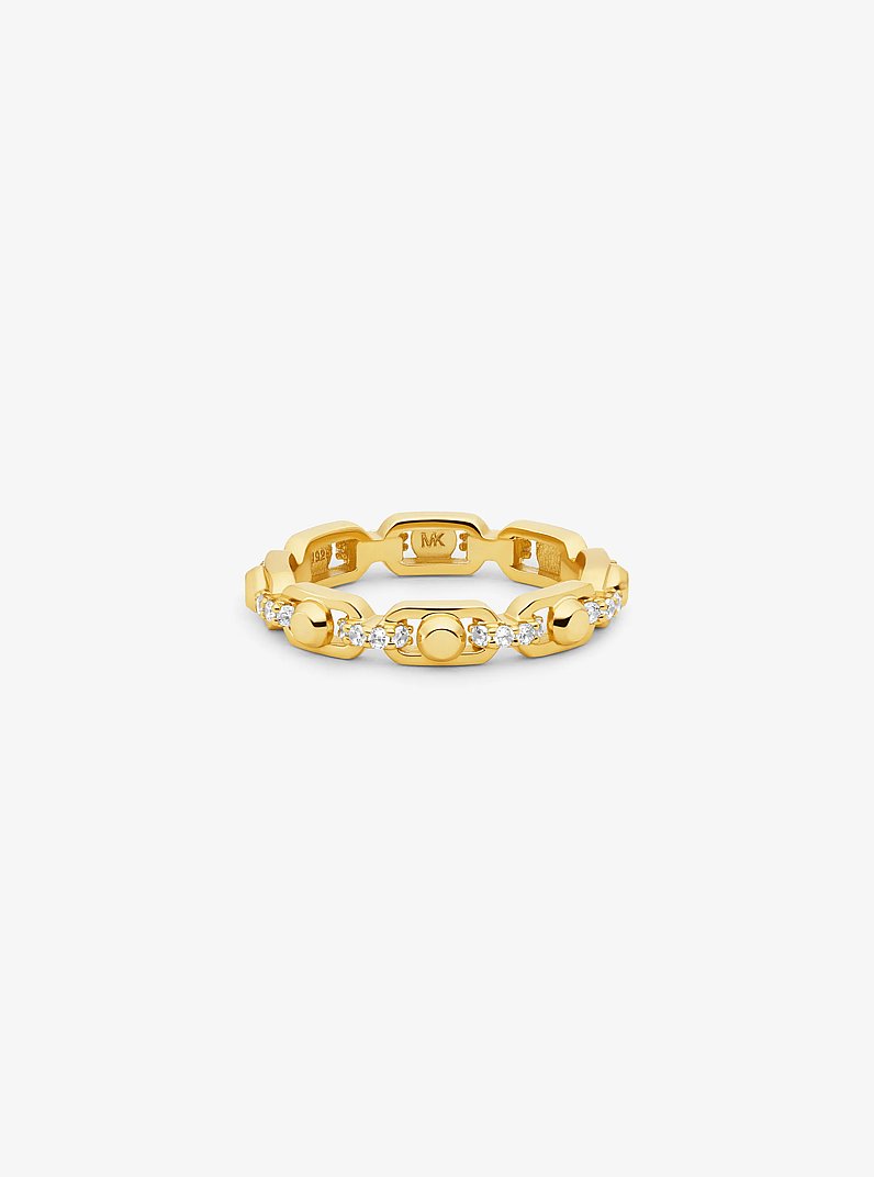 Kettenring Astor Link Small aus Sterlingsilber mit Edelmetallbeschichtung und Pav&eacute; in GOLDTON | Michael Kors