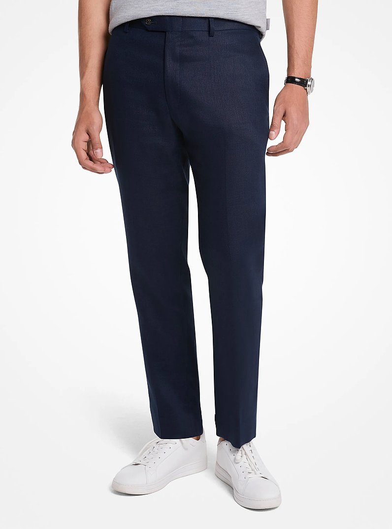 Finn Straight-Fit Linen Pants in MIDNIGHT | Michael Kors
