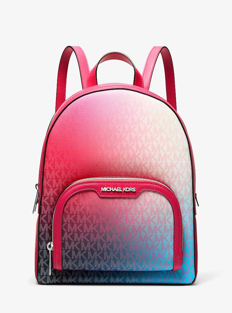 Jaycee Medium Ombr&eacute; Signature Logo Backpack in DARK RASPBERRY MULTI | Michael Kors