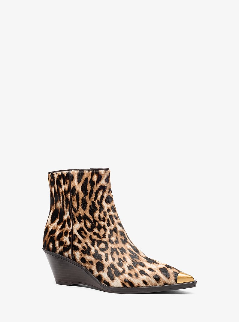 Austin Leopard Print Calf Hair Wedge Boot in DK CAMEL MLT | Michael Kors