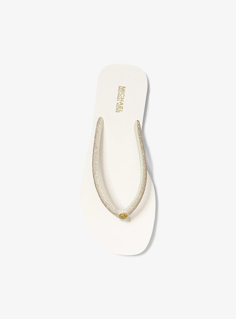 Jinx Crystal-Embellished Flip Flop in CREAM | Michael Kors
