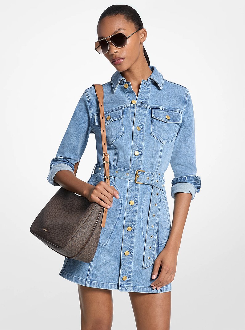 Minivestido de denim con cintur&oacute;n in LAVADO CELESTE | Michael Kors
