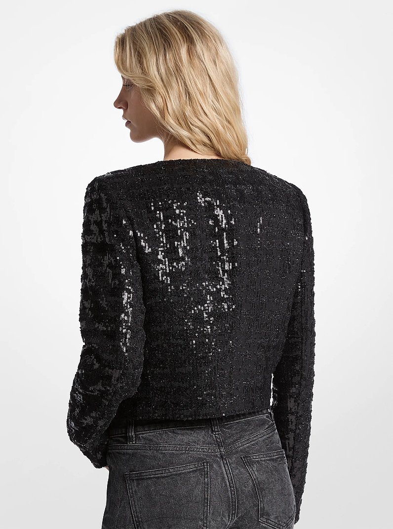 Sequined Tweed Cropped Jacket in BLACK | Michael Kors