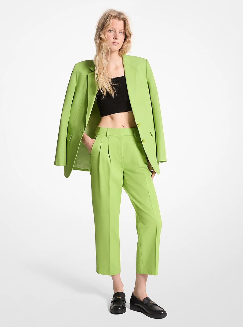 Pantalon court en serg&eacute; de coton m&eacute;lang&eacute; in POMME VERTE | Michael Kors
