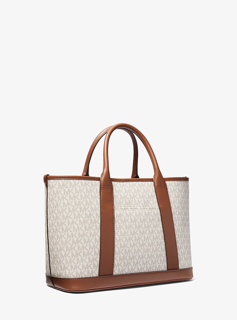 Luisa Medium Signature Logo Satchel in VANILLA/LUGGAGE | Michael Kors