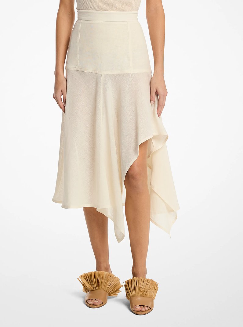 Linen Crepe Gauze Cascade Skirt