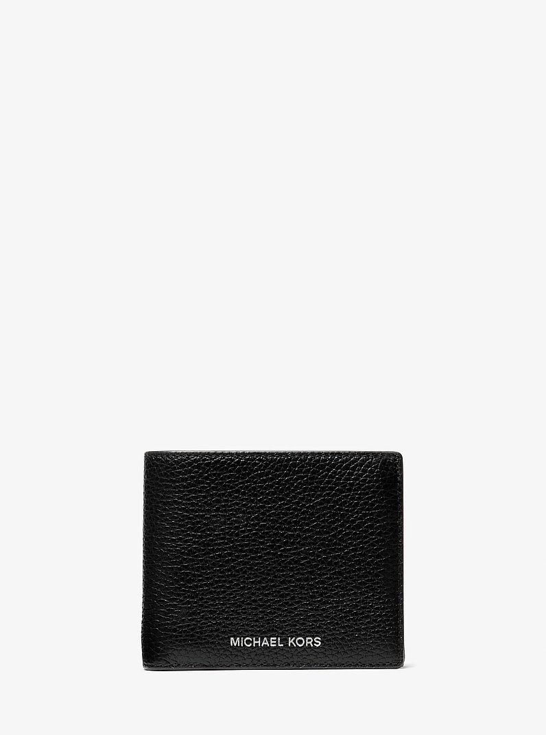 Cooper Pebbled Leather Billfold Wallet With Coin Pouch in NOIR | Michael Kors