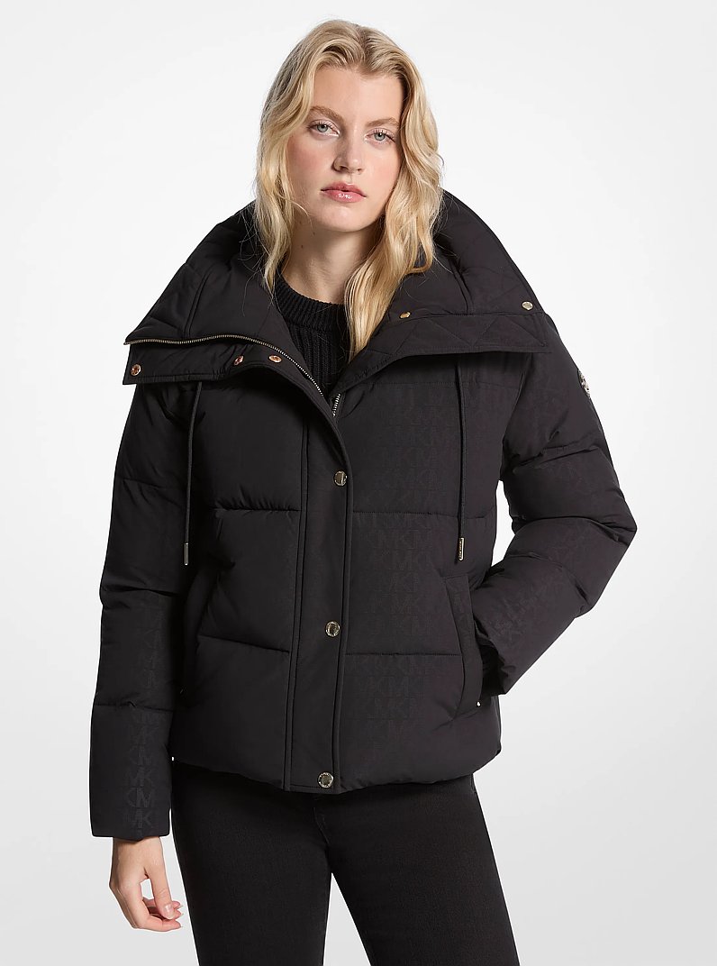 Signature Logo Quilted Puffer Jacket in BLACK | Michael Kors