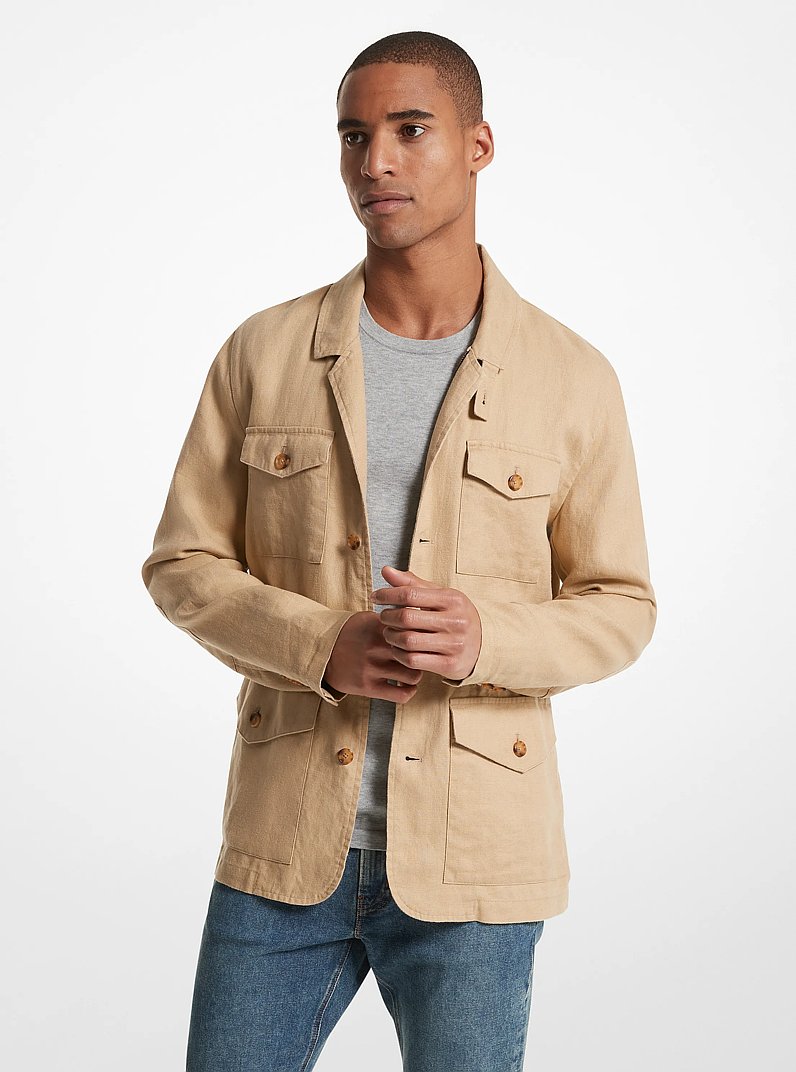 Chaqueta de estilo militar de lino in CAQUI | Michael Kors