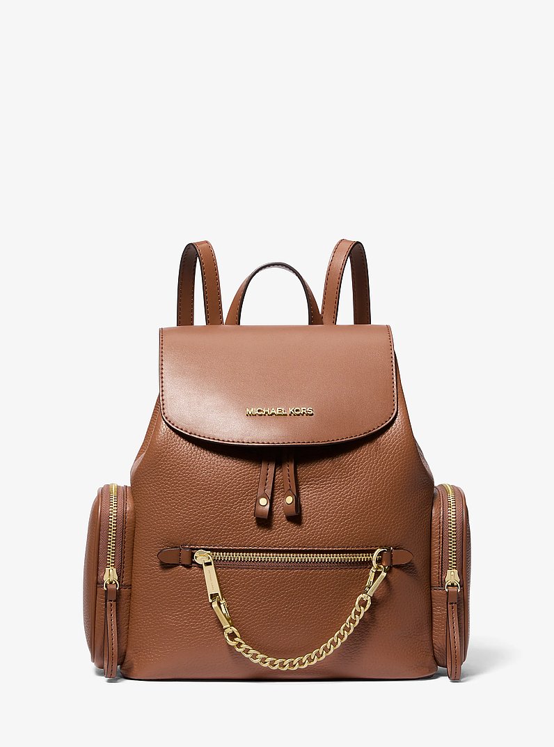 Jet Set Medium Pebbled Leather Backpack in LUGGAGE | Michael Kors