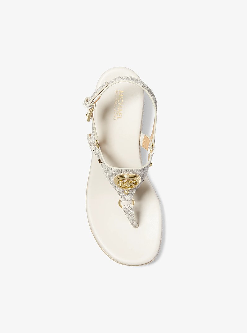 Casey Signature Logo Wedge Sandal in VANILLA | Michael Kors