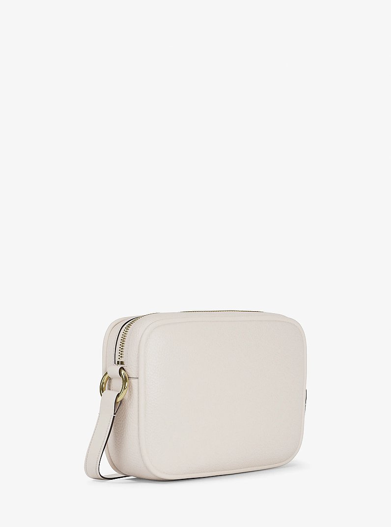 Jet Set Large Pebbled Leather Camera Crossbody Bag in LT CREAM | Michael Kors