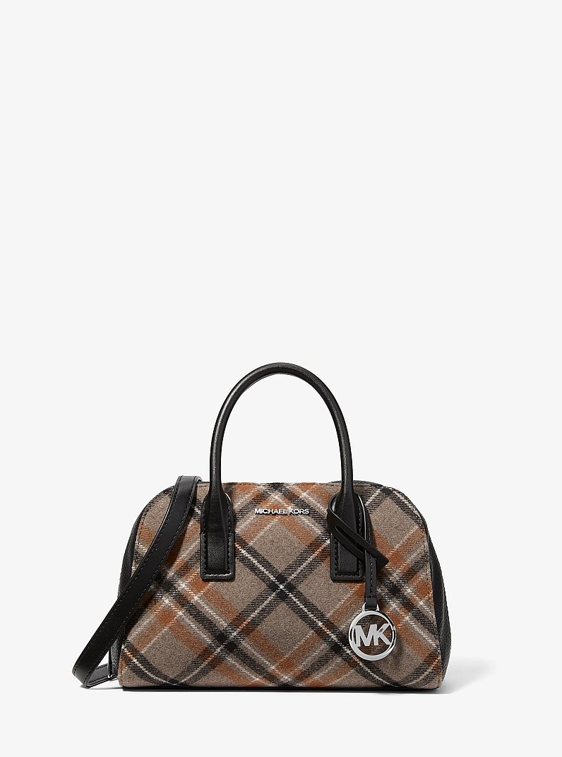 Ashton Small Plaid Print Wool Blend Messenger Bag in NEGRO | Michael Kors