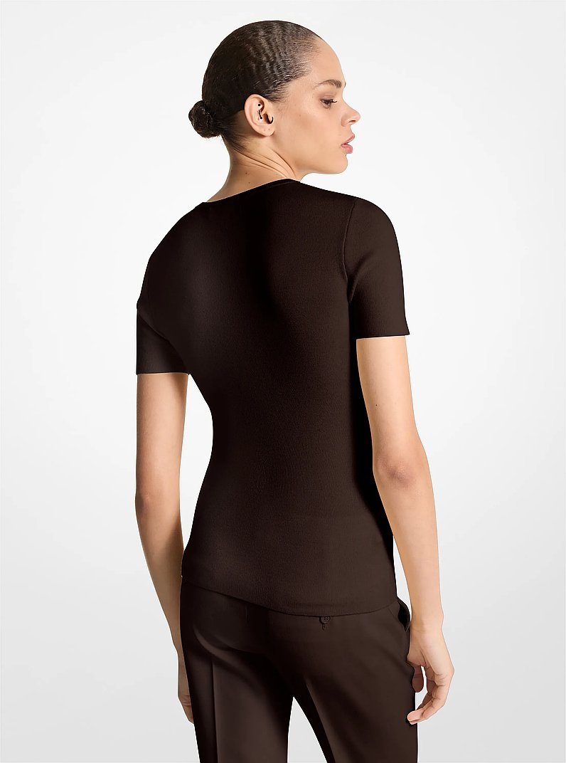 Cashmere Short-Sleeve Sweater in CHOCOLATE | Michael Kors