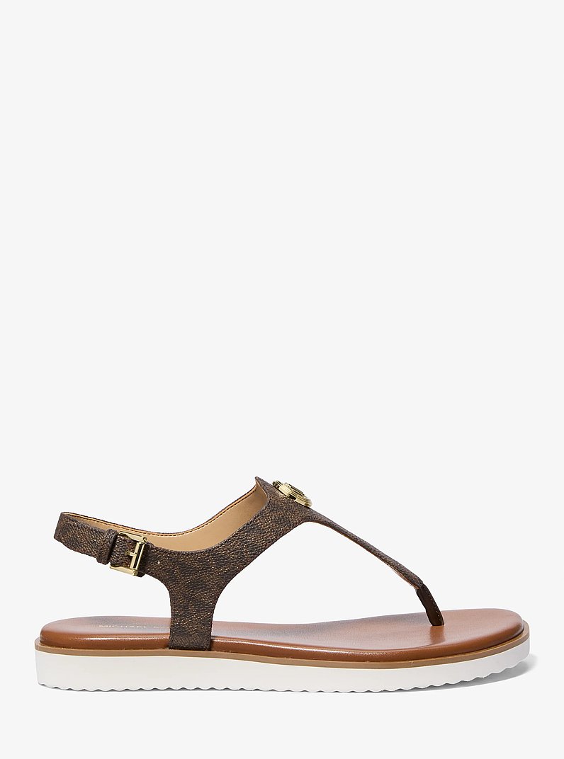 Val Signature Logo Thong Sandal in BROWN | Michael Kors