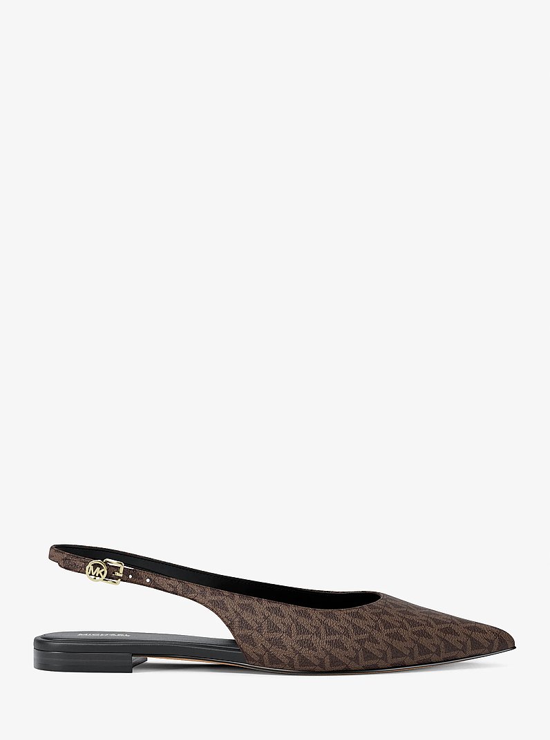 Amali Signature Logo Slingback Flat in BROWN | Michael Kors