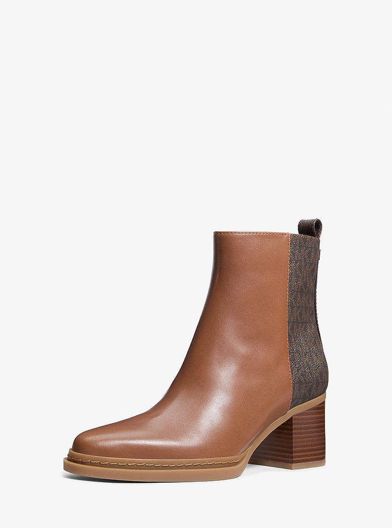 Stiefelette Lex aus Leder und Signature-Logostoff in BRAUN/LUGGAGE | Michael Kors