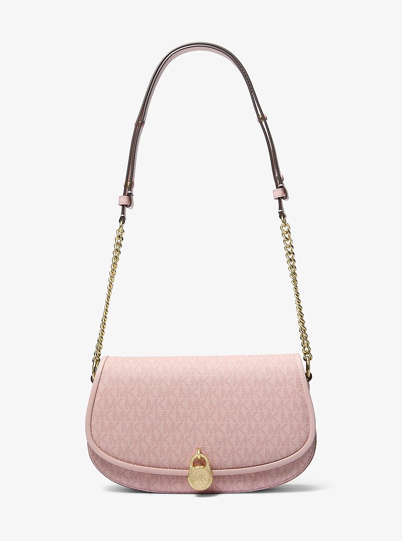 Mila Medium Signature Logo Messenger Bag in POWDER BLUSH - Sale