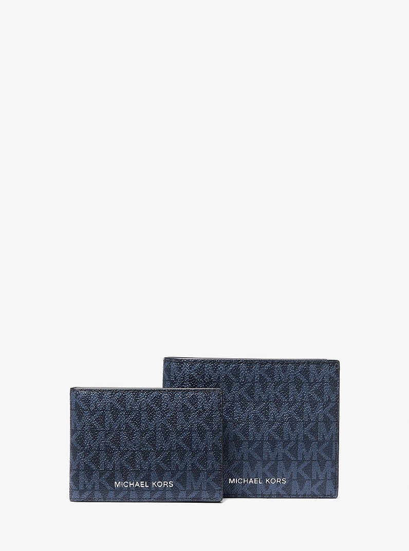 Portefeuille compact Harrison &agrave; logo avec porte-cartes in BLEU AMIRAL/BLEU P&Acirc;LE | Michael Kors