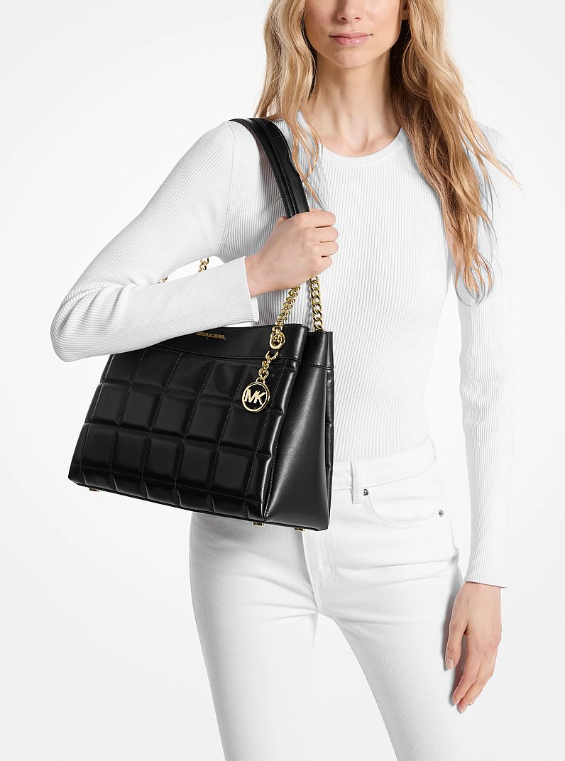 Bolso de mano Susan mediano acolchado de cuero in NEGRO | Michael Kors