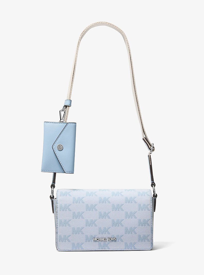 Bandolera Vincent peque&ntilde;a con logotipo en jacquard y tarjetero in CELESTE CLARO | Michael Kors