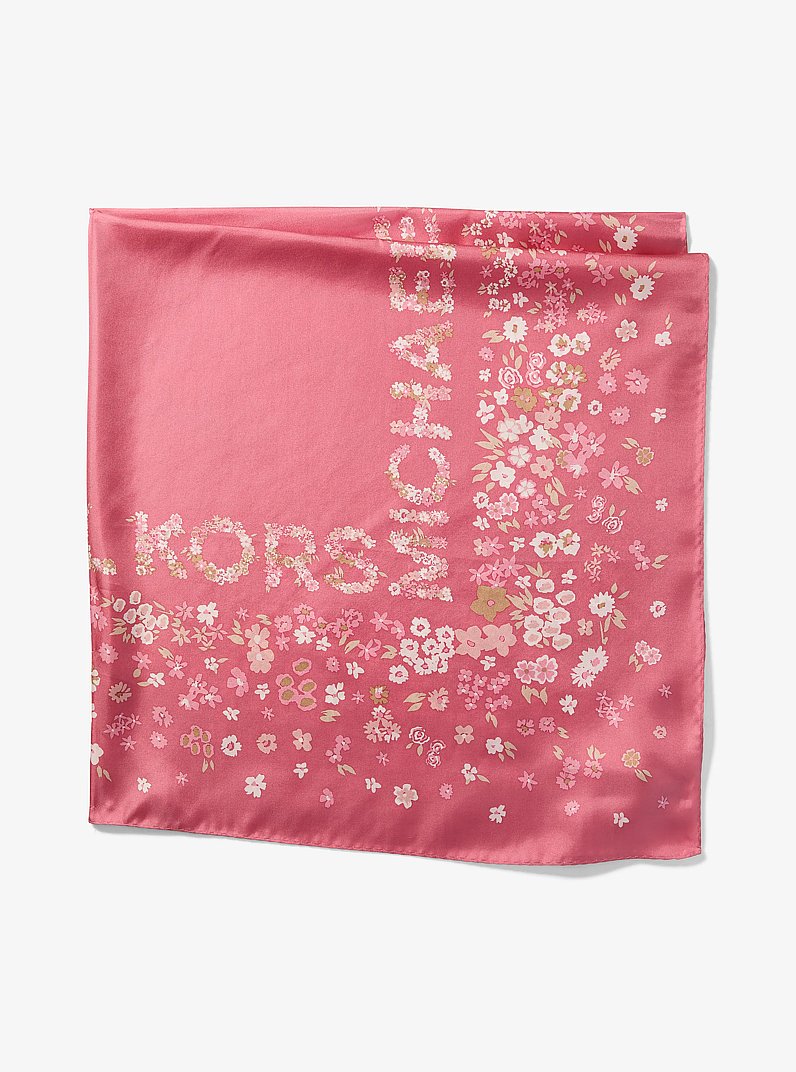 Floral Silk Scarf in CARNATION | Michael Kors