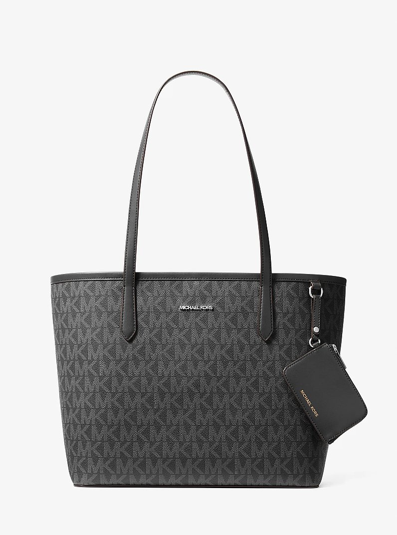 Borsa tote Jet Set grande con stampa logo in NERO | Michael Kors
