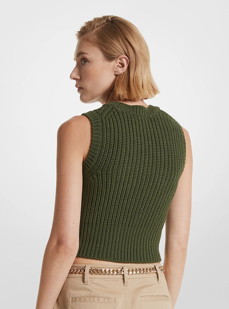 Sleeveless Merino Wool Blend Top in JADE | Michael Kors