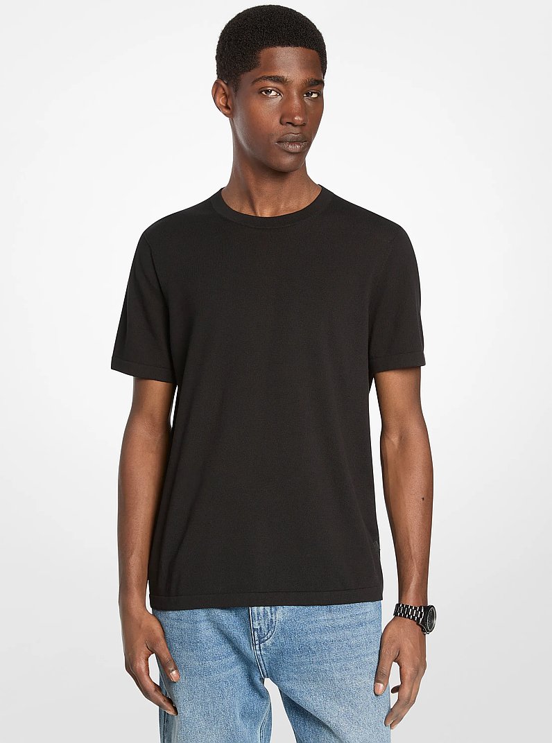 Sweater van katoen met korte mouwen in ZWART | Michael Kors