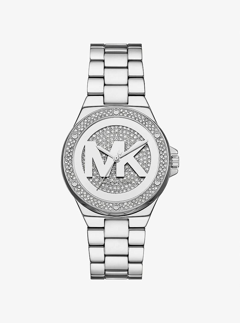 Lennox Pav&eacute; Silver-Tone Watch in SILVER | Michael Kors