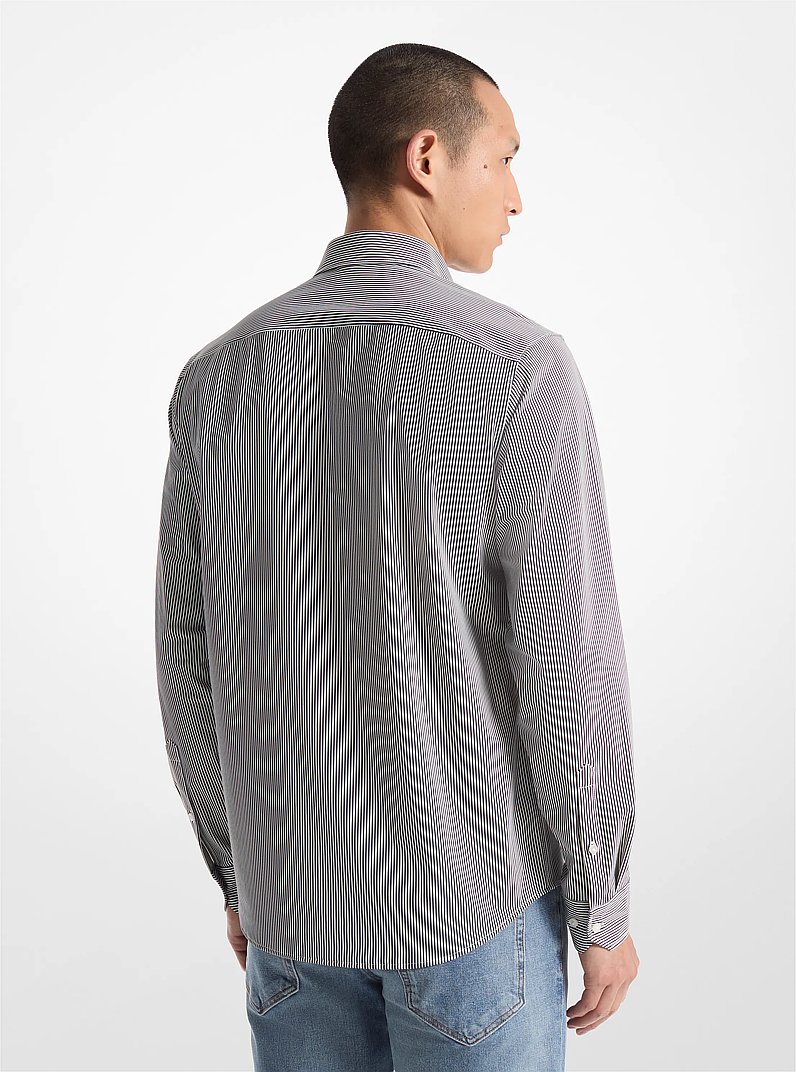 Slim-Fit Stretch Nylon Striped Shirt in MIDNIGHT | Michael Kors