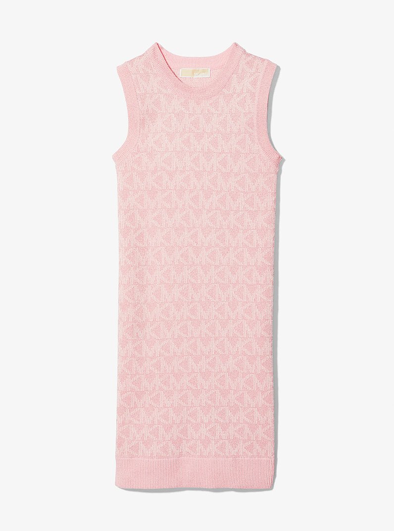 Robe d&eacute;bardeur en tricot m&eacute;tallis&eacute; &agrave; logo in ROSE | Michael Kors