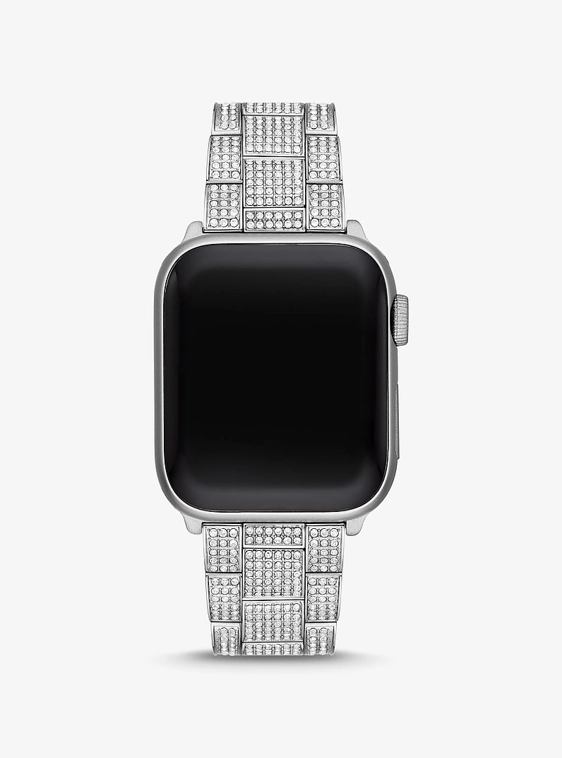 Pav&eacute; Silver-Tone Strap For Apple Watch&reg; in SILVER | Michael Kors