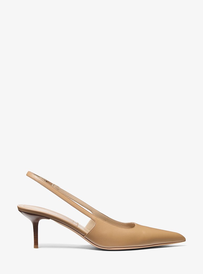 Emma Leather Slingback Pump in CAPPUCCINO | Michael Kors