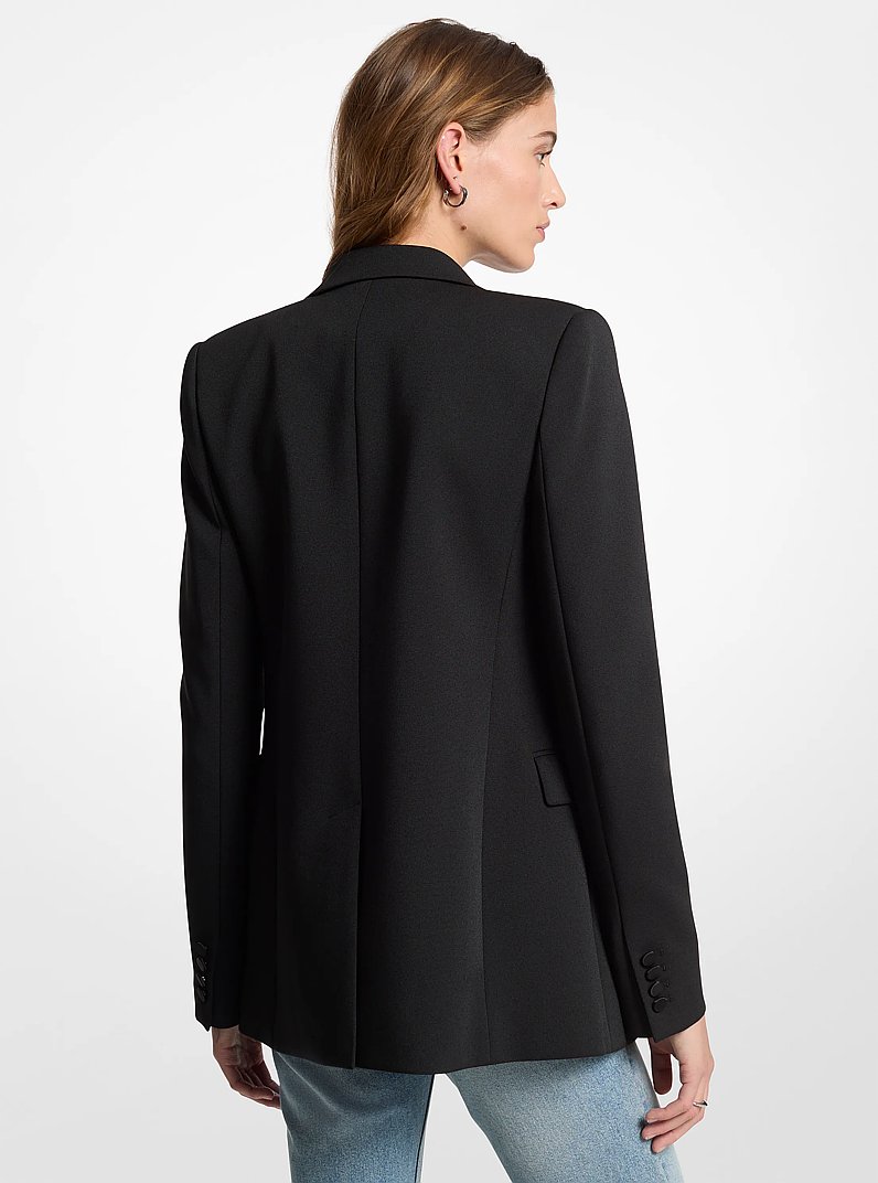 Feather Embellished Stretch Crepe Blazer in BLACK | Michael Kors